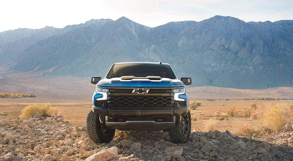 Blue 2026 Chevy Silverado 1500 ZR2 parked off-road