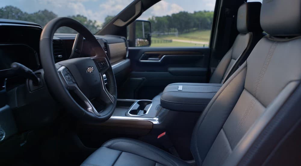 Black interior and dash in a 2026 Chevy Silverado 3500 HD.