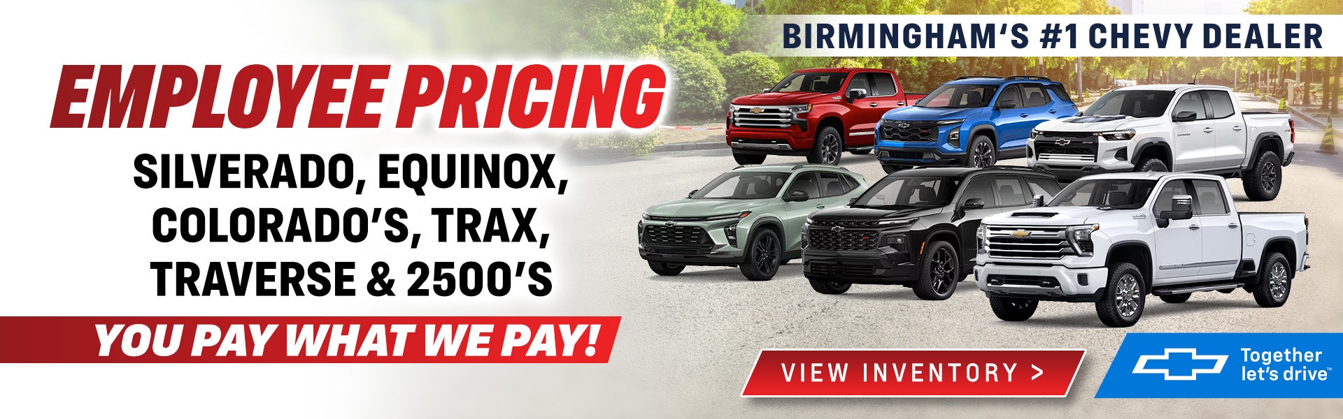 employee Pricing on Silverado, Equinoc, Colorado, Trax, trav