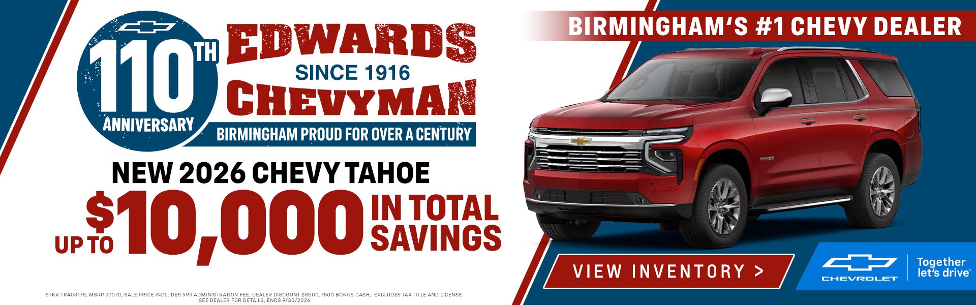 2026 Tahoe $10000 total savings