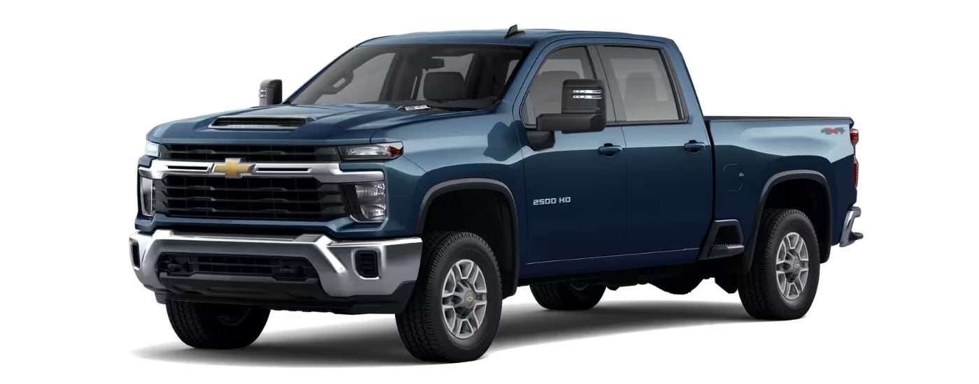 Blue 2026 Chevy Silverado 2500 HD LT angled left