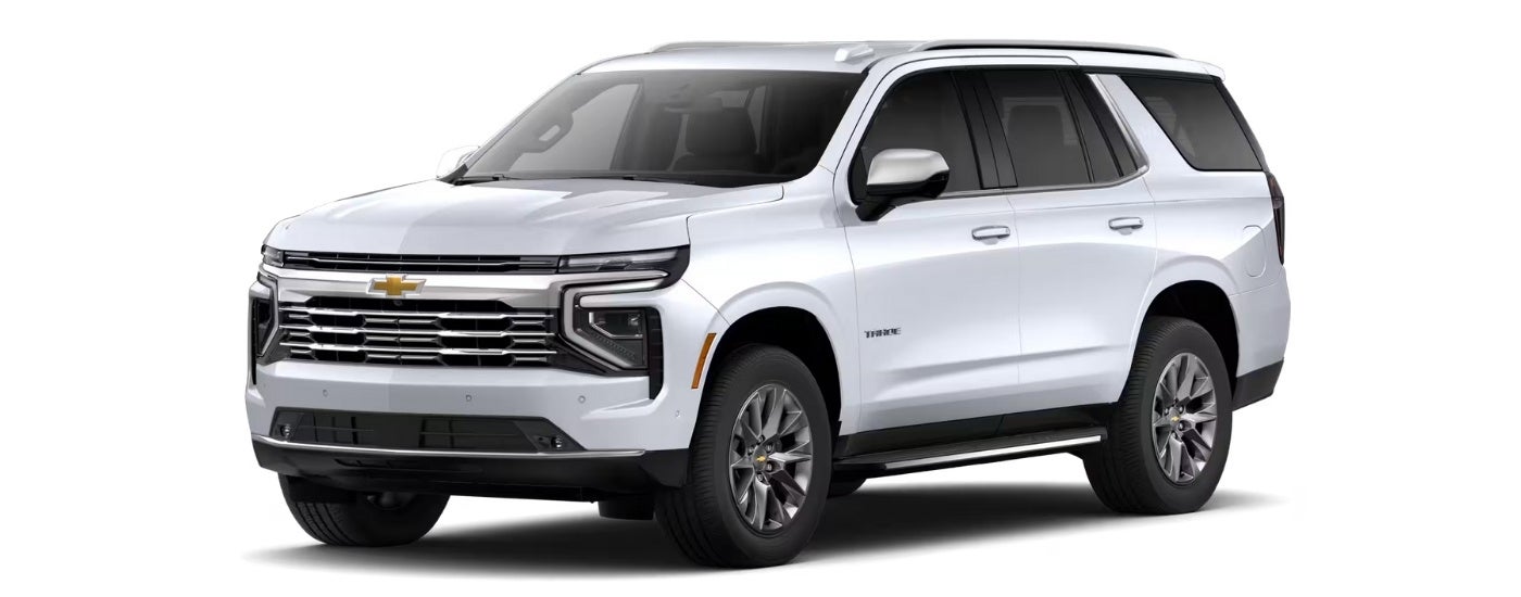White 2026 Chevy Tahoe Premier angled left