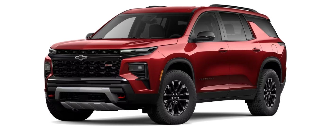 Red 2026 Chevy Traverse Z71 angled left